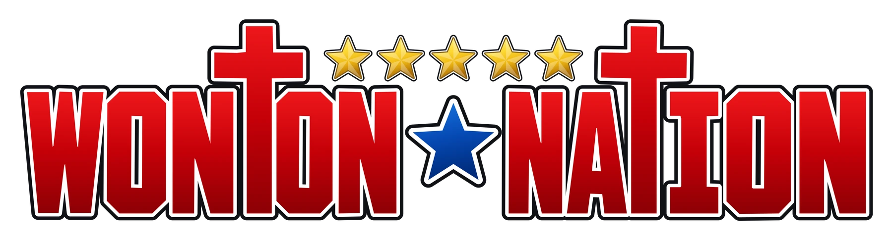 Wonton Nation red, white, blue, and gold wordmark